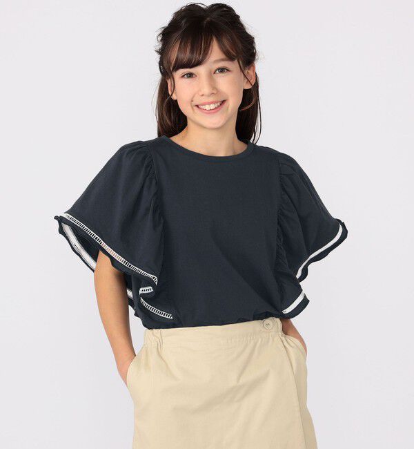 SHIPS KIDS「SHIPS KIDS:140～150cm / はしご レース 半袖 TEE」|Tシャツ・カットソー|