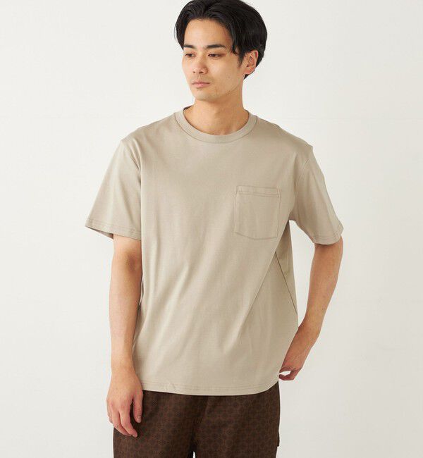 SHIPS Colors 「SHIPS Colors:シルケット コットン クルーネック ポケット Tシャツ 2◇」|Tシャツ・カットソー|ベージュ