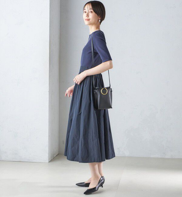 SHIPS for women「〈手洗い可能〉タフタ コンビ ニット パフスリーブ ワンピース」|ワンピース|