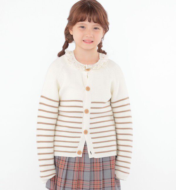 SHIPS KIDS「SHIPS KIDS:100～125cm /〈洗濯機可能〉ボーダー カーディガン」|カーディガン|