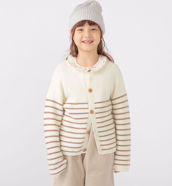 SHIPS KIDS「SHIPS KIDS:100～125cm /〈洗濯機可能〉ボーダー カーディガン」|カーディガン|