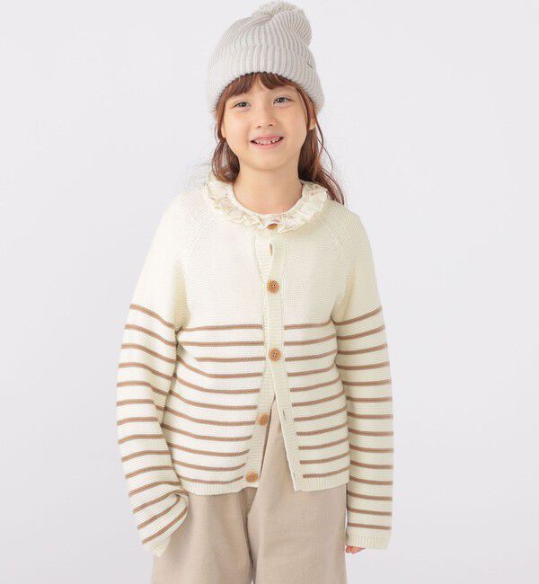 SHIPS KIDS「SHIPS KIDS:100～125cm /〈洗濯機可能〉ボーダー カーディガン」|カーディガン|