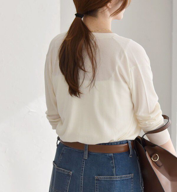 quaranciel「quaranciel:〈手洗い可能〉シルク ミックス ギャザー ニット カーディガン」|カーディガン|