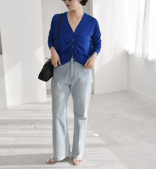 quaranciel「quaranciel:〈手洗い可能〉シルク ミックス ギャザー ニット カーディガン」|カーディガン|