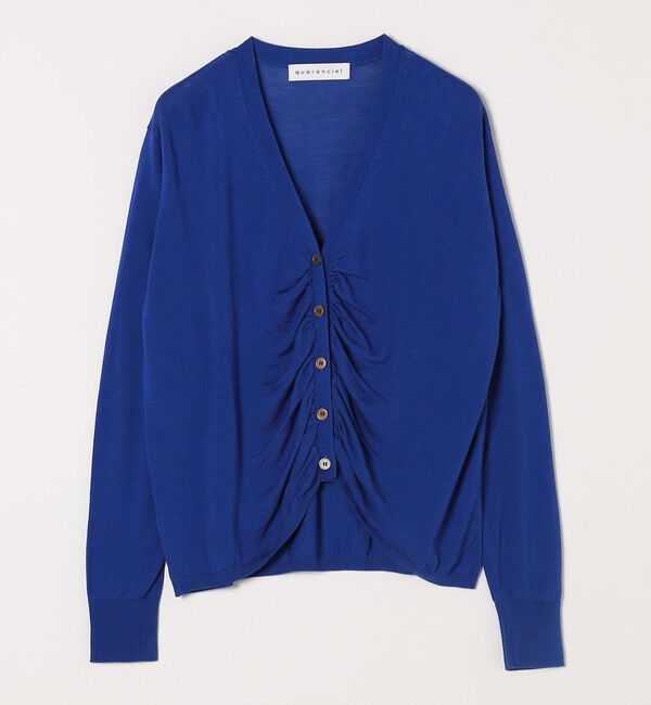 quaranciel「quaranciel:〈手洗い可能〉シルク ミックス ギャザー ニット カーディガン」|カーディガン|