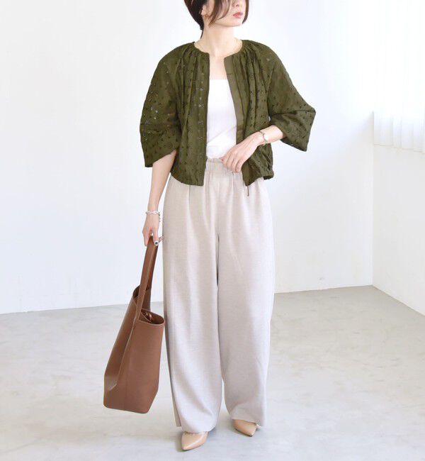 quaranciel「quaranciel:〈手洗い可能〉フラワー レース ジップ ブルゾン」|ブルゾン・スタジャン|