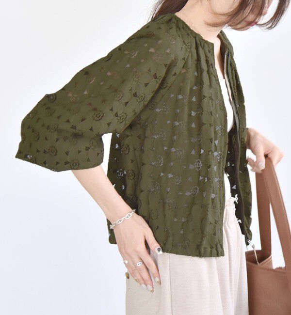 quaranciel「quaranciel:〈手洗い可能〉フラワー レース ジップ ブルゾン」|ブルゾン・スタジャン|