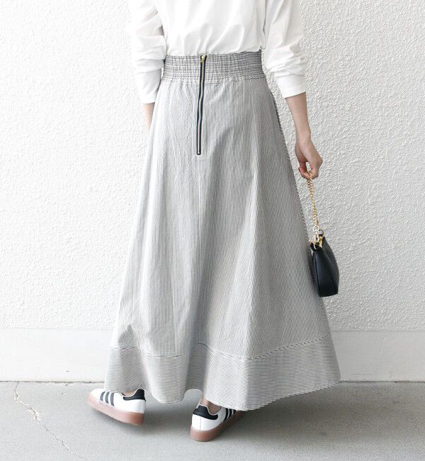 SHIPS any「SHIPS any:〈洗濯機可能〉コードレーン ストライプ クラシカル フレア スカート」|スカート|