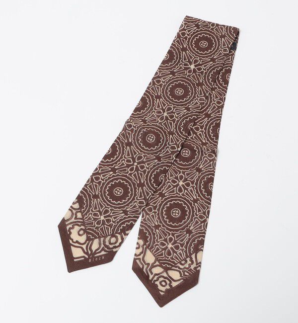 SHIPS「BLECK: コットン/リネン/シルク フラワーメダリオン スカーフ」|バンダナ・スカーフ|ブラウン