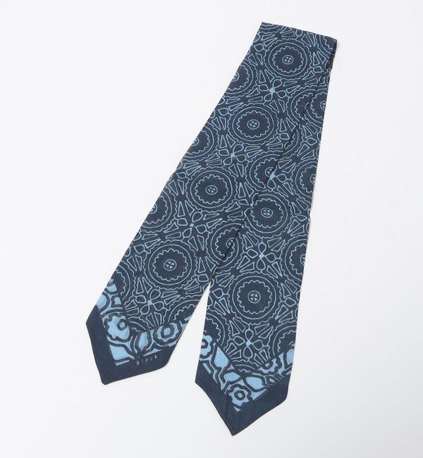 SHIPS「BLECK: コットン/リネン/シルク フラワーメダリオン スカーフ」|バンダナ・スカーフ|ネイビー