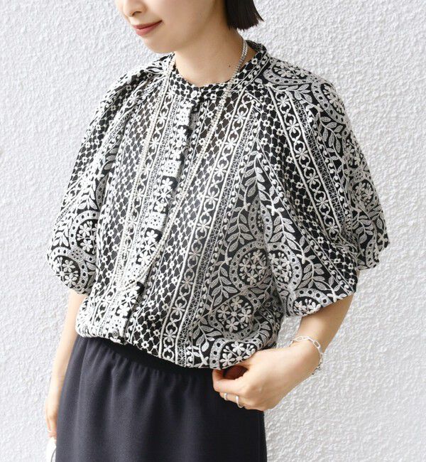 SHIPS for women「〈洗濯機可能〉レース バルーン 袖 ブラウス」|シャツ・ブラウス|