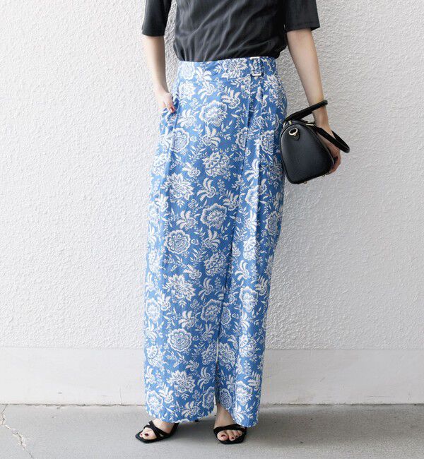 SHIPS any「SHIPS any:〈洗濯機可能〉Les Olivades ボタニカル プリント ベルト ラップ セミワイド パンツ」|その他|