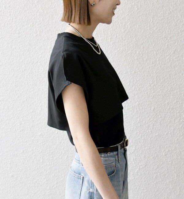 SHIPS any「SHIPS any:〈接触冷感/汗染み防止加工/洗濯機可能〉レイヤード フレンチスリーブ TEE」|Tシャツ・カットソー|