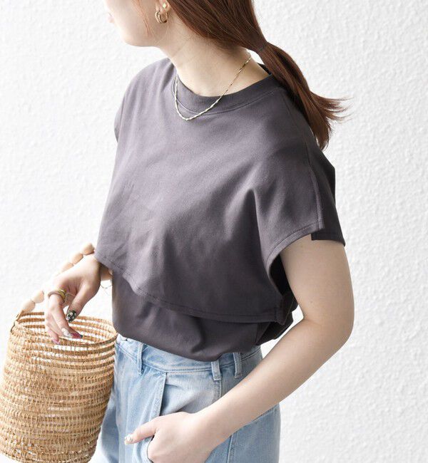 SHIPS any「SHIPS any:〈接触冷感/汗染み防止加工/洗濯機可能〉レイヤード フレンチスリーブ TEE」|Tシャツ・カットソー|グレー系その他