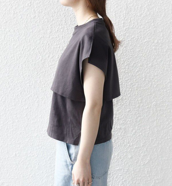 SHIPS any「SHIPS any:〈接触冷感/汗染み防止加工/洗濯機可能〉レイヤード フレンチスリーブ TEE」|Tシャツ・カットソー|