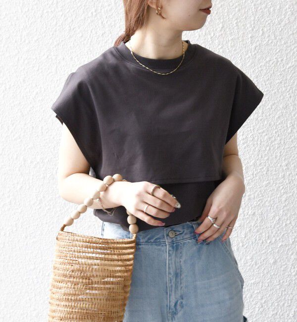 SHIPS any「SHIPS any:〈接触冷感/汗染み防止加工/洗濯機可能〉レイヤード フレンチスリーブ TEE」|Tシャツ・カットソー|