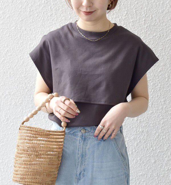 SHIPS any「SHIPS any:〈接触冷感/汗染み防止加工/洗濯機可能〉レイヤード フレンチスリーブ TEE」|Tシャツ・カットソー|