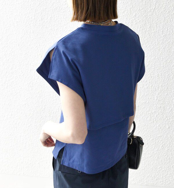 SHIPS any「SHIPS any:〈接触冷感/汗染み防止加工/洗濯機可能〉レイヤード フレンチスリーブ TEE」|Tシャツ・カットソー|