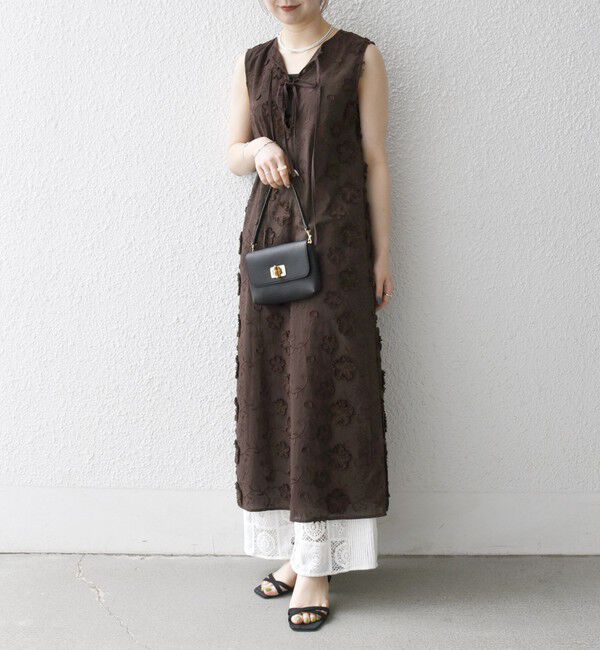 SHIPS any「SHIPS any:〈手洗い可能〉3D フラワー エンブロイダリー ロング ワンピース」|ワンピース|