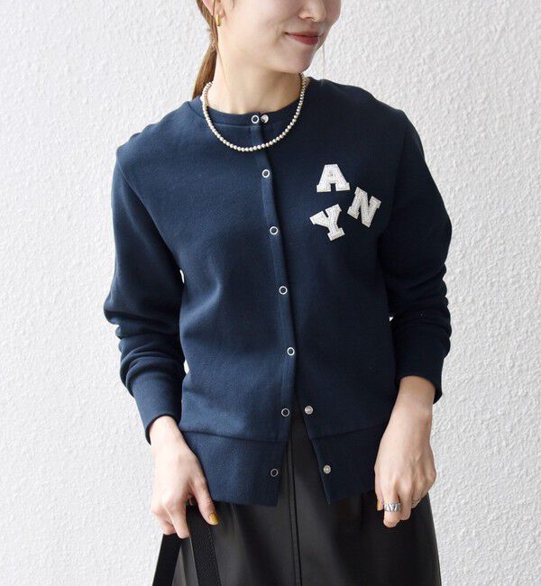 SHIPS any「SHIPS any:〈洗濯機可能〉裏起毛 ビジュー コンパクト スナップ カーディガン」|カーディガン|