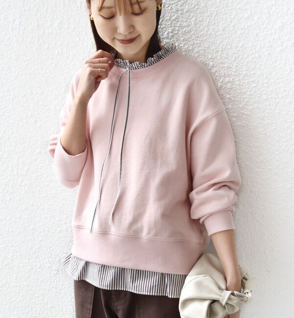 SHIPS for women「《予約》【WEB限定】〈手洗い可能〉ブラウス コンビ スウェット プルオーバー」|スウェット・ジャージ|