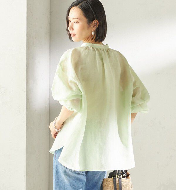 SHIPS for women「《予約》〈手洗い可能〉IMPERIAL LINEN 混 バンドカラー スキッパー シャツ」|シャツ・ブラウス|