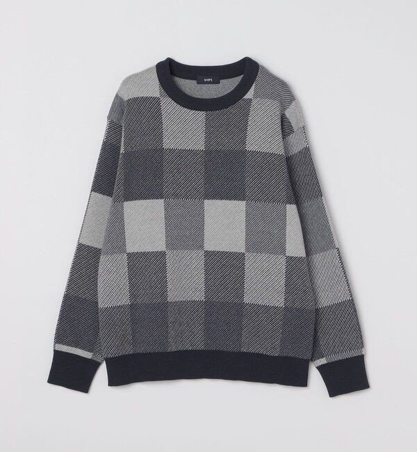 SHIPS「SHIPS: 〈洗濯機可能〉チェック コットンカシミヤ クルーネック」|ニット・セーター|