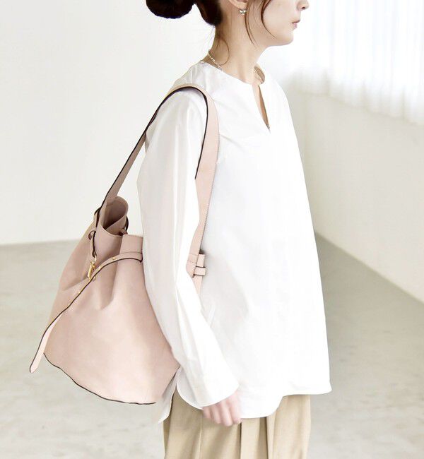 quaranciel「《予約》quaranciel:〈洗濯機可能〉タックカラー 2way キーネック シャツ ブラウス」|シャツ・ブラウス|