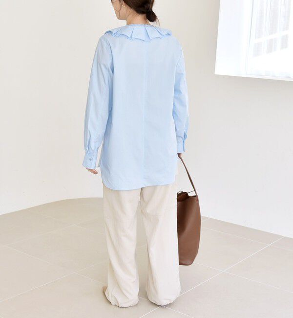 quaranciel「《予約》quaranciel:〈洗濯機可能〉タックカラー 2way キーネック シャツ ブラウス」|シャツ・ブラウス|