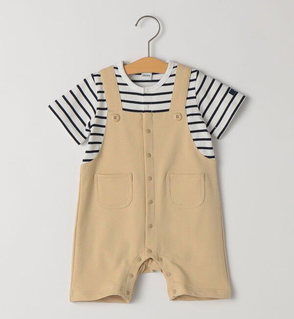 SHIPS KIDS「SHIPS KIDS:70～80cm / フェイク サスペンダー ロンパース」|ロンパース|ホワイト系