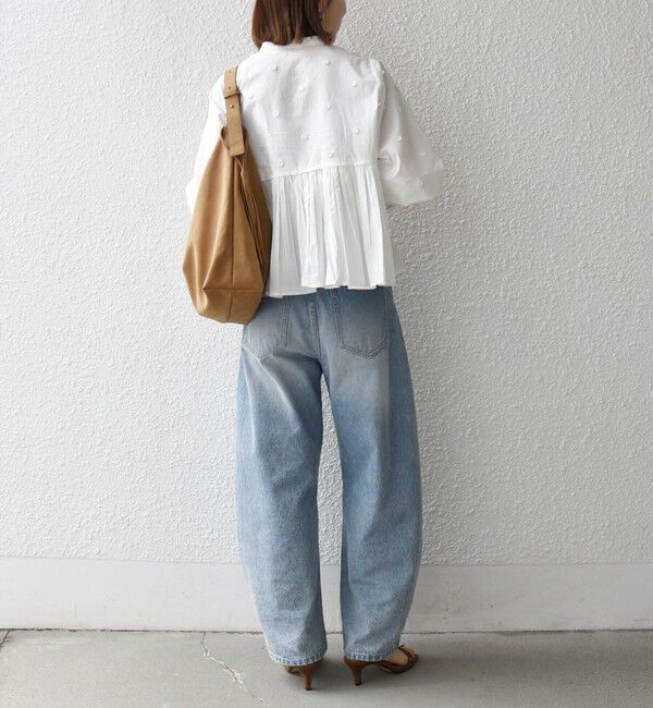 SHIPS any「《予約》【WEB限定】SHIPS any:〈洗濯機可能〉フラワー モチーフ ペプラム ギャザー シャツ ブラウス」|シャツ・ブラウス|