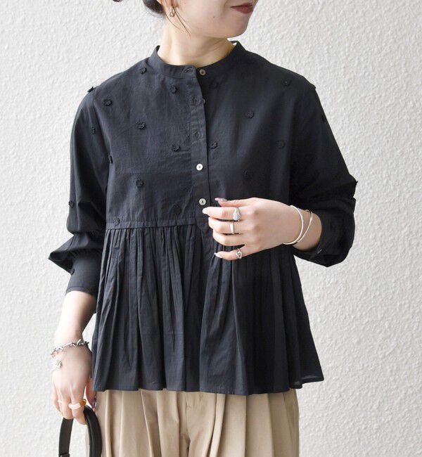 SHIPS any「《予約》【WEB限定】SHIPS any:〈洗濯機可能〉フラワー モチーフ ペプラム ギャザー シャツ ブラウス」|シャツ・ブラウス|