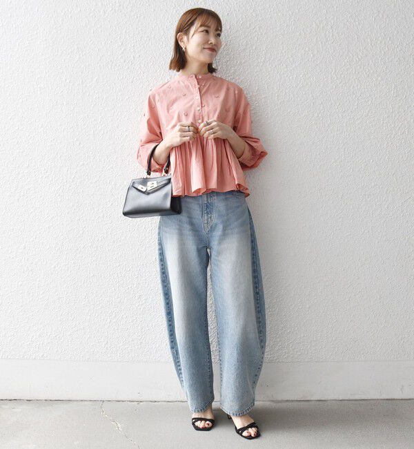 SHIPS any「《予約》【WEB限定】SHIPS any:〈洗濯機可能〉フラワー モチーフ ペプラム ギャザー シャツ ブラウス」|シャツ・ブラウス|