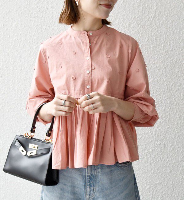 SHIPS any「《予約》【WEB限定】SHIPS any:〈洗濯機可能〉フラワー モチーフ ペプラム ギャザー シャツ ブラウス」|シャツ・ブラウス|