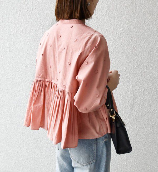 SHIPS any「《予約》【WEB限定】SHIPS any:〈洗濯機可能〉フラワー モチーフ ペプラム ギャザー シャツ ブラウス」|シャツ・ブラウス|