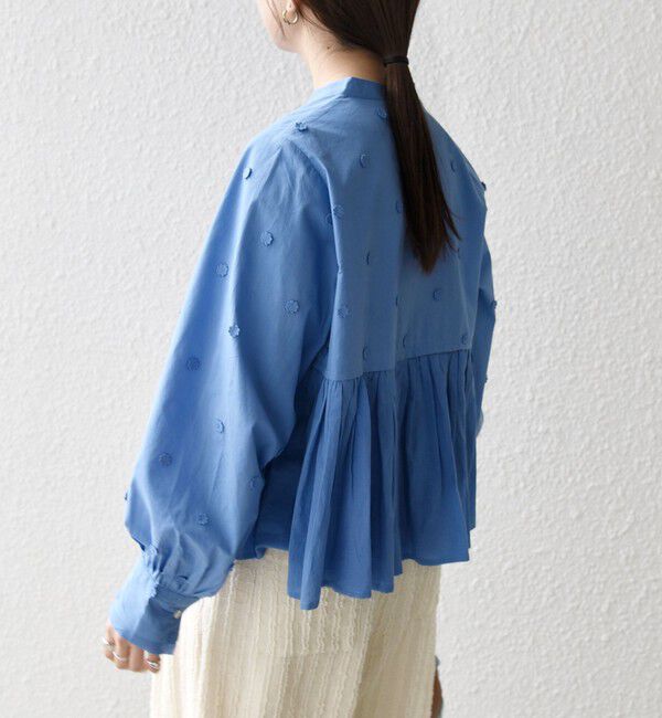 SHIPS any「《予約》【WEB限定】SHIPS any:〈洗濯機可能〉フラワー モチーフ ペプラム ギャザー シャツ ブラウス」|シャツ・ブラウス|