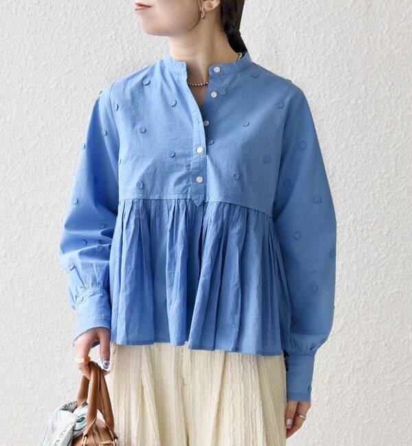 SHIPS any「《予約》【WEB限定】SHIPS any:〈洗濯機可能〉フラワー モチーフ ペプラム ギャザー シャツ ブラウス」|シャツ・ブラウス|