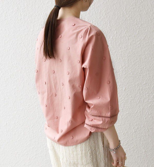 SHIPS any「《予約》【WEB限定】SHIPS any:〈洗濯機可能〉フラワー モチーフ ハシゴレース クルーネック ブラウス」|シャツ・ブラウス|