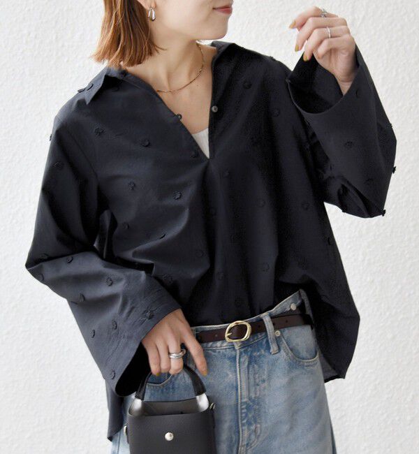 SHIPS any「《予約》SHIPS any:〈洗濯機可能〉フラワー モチーフ Aライン スキッパー シャツ ブラウス」|シャツ・ブラウス|