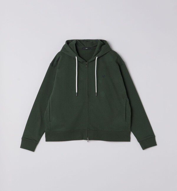 SHIPS「【WEB限定】SHIPS: クロップド ワイド ワンポイント ロゴ ジップアップ フーディー」|パーカー|オリーブ