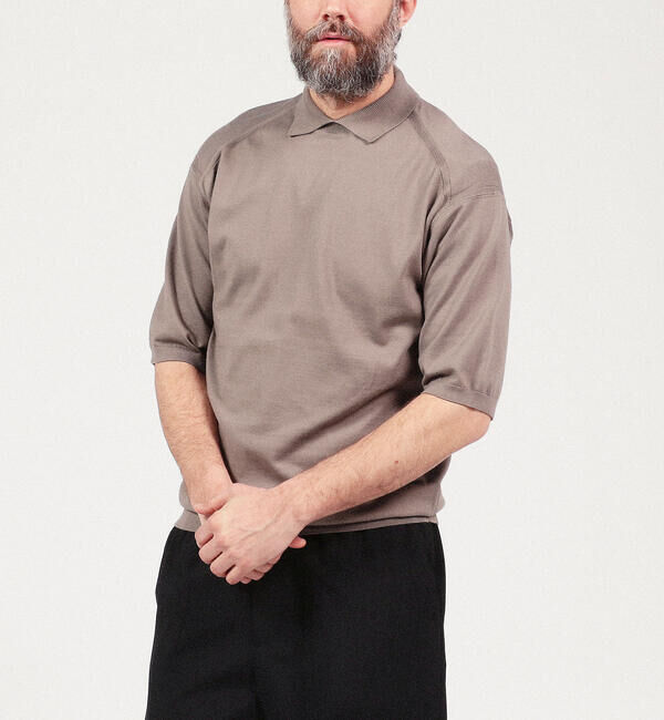 TOMORROWLAND MENS「スビンコットン ショートスリーブデザインプルオーバーニット」|ニット・セーター|