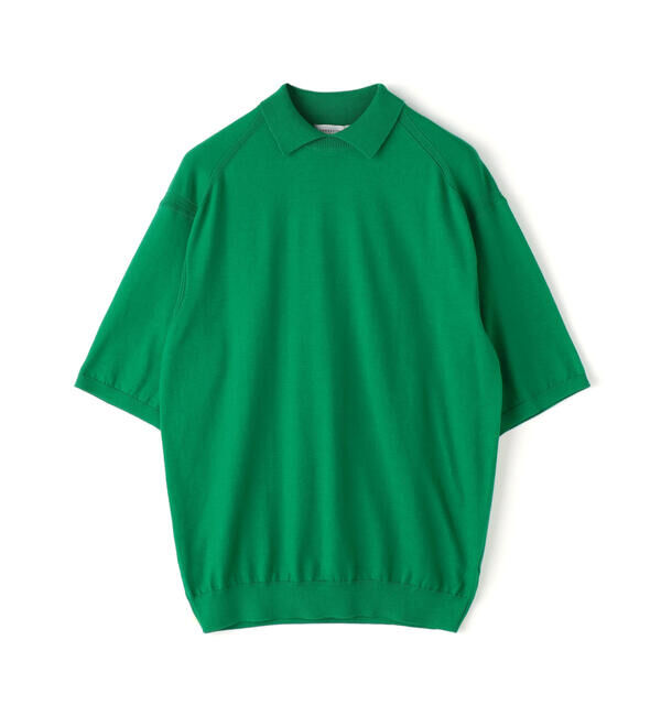 TOMORROWLAND MENS「スビンコットン ショートスリーブデザインプルオーバーニット」|ニット・セーター|55 グリーン