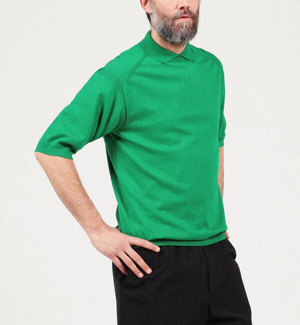 TOMORROWLAND MENS「スビンコットン ショートスリーブデザインプルオーバーニット」|ニット・セーター|