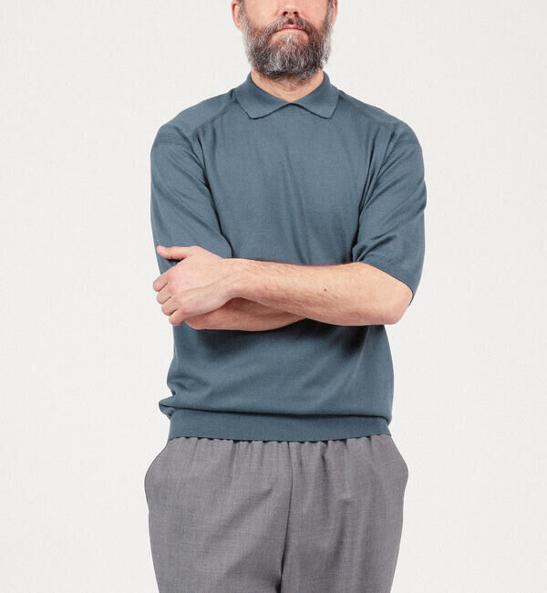 TOMORROWLAND MENS「スビンコットン ショートスリーブデザインプルオーバーニット」|ニット・セーター|