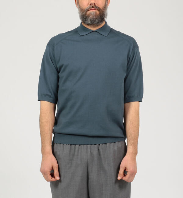 TOMORROWLAND MENS「スビンコットン ショートスリーブデザインプルオーバーニット」|ニット・セーター|