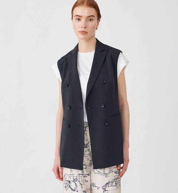 TOMORROWLAND collection「ドレイピーオックス ダブルブレストジレ」|ベスト・ジレ|