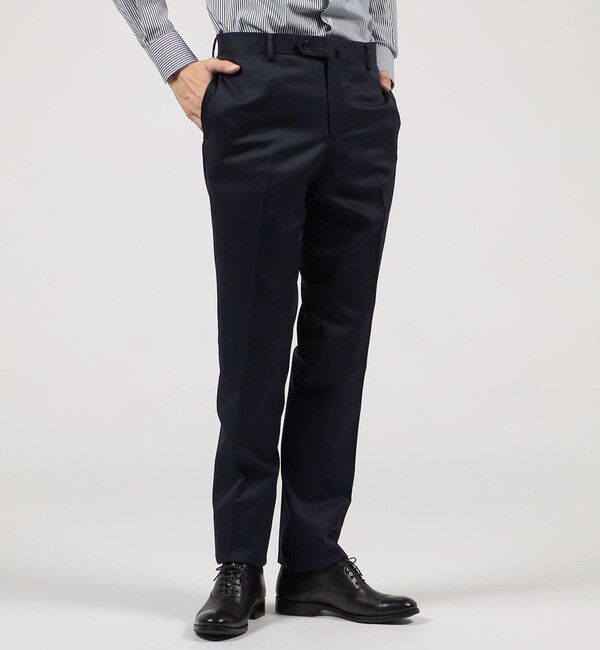 TOMORROWLAND MENS「Super100'sウール ソリッド ノープリーツスラックス」|スラックス|