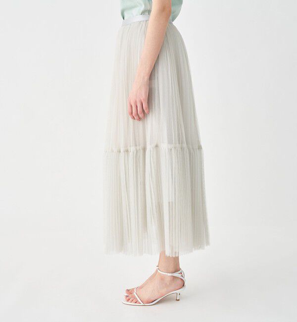 Ballsey「ラメチュール ティアードプリーツスカート」|フレア|