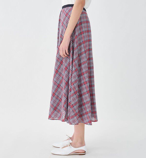 TOMORROWLAND collection「クレールチェック アシンメトリースイングスカート」|フレア|