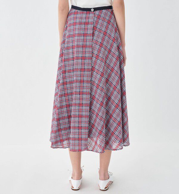 TOMORROWLAND collection「クレールチェック アシンメトリースイングスカート」|フレア|